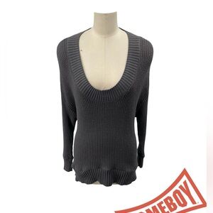 Aerie Deep V-Neck Charcoal Sweater